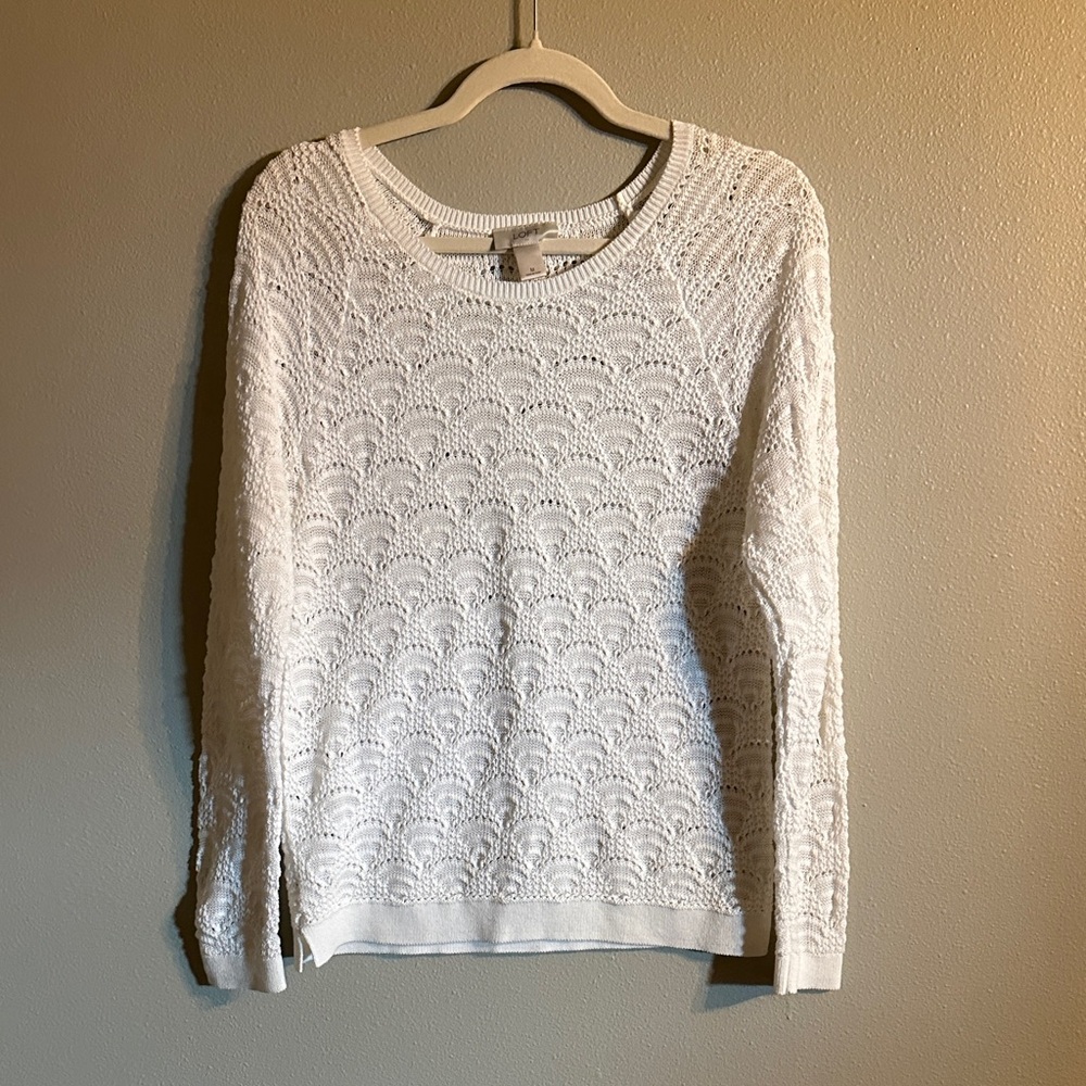 LOFT Ivory Lace Knit Top